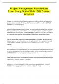 Project Management Foundations Exam Study Guide With 100&percnt; Correct Answers