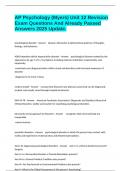 AP Psychology &lpar;Myers&rpar; Unit 12 Revision Exam Questions And Already Passed Answers 2025 Update&period;