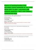   Science of Teaching Reading Exam  ACCURATE TESTED VERSIONS OF THE EXAM  FROM 2025 TO 2026 &vert; ACCURATE AND  VERIFIED ANSWERS &vert; NEXT GEN FORMAT &vert;  GUARANTEED PASS  
