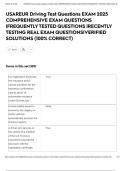 USAREUR Driving Test Questions EXAM 2025 COMPREHENSIVE EXAM QUESTIONS &vert;FREQUENTLY TESTED QUESTIONS &vert;RECENTLY TESTING REAL EXAM QUESTIONS&vert;VERIFIED SOLUTIONS &lpar;100&percnt; CORRECT&rpar;