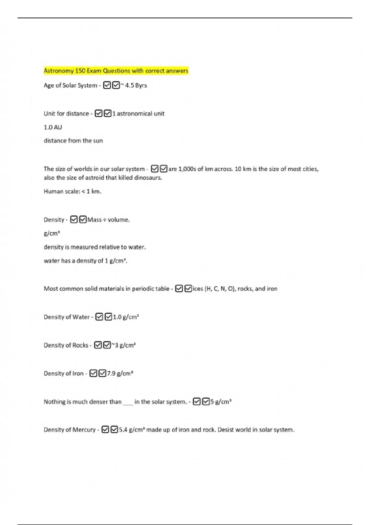 Basic Astronomy Math Question Astronomy 150 Exam Questions with correct answers - Astronomy 150 ...