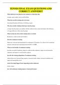 TENNIS FINAL EXAM QUESTIONS AND CORRECT ANSWERS&excl;&excl;