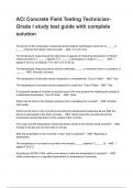 ACI Concrete Field Testing Technician- Grade I study test guide with complete solution 