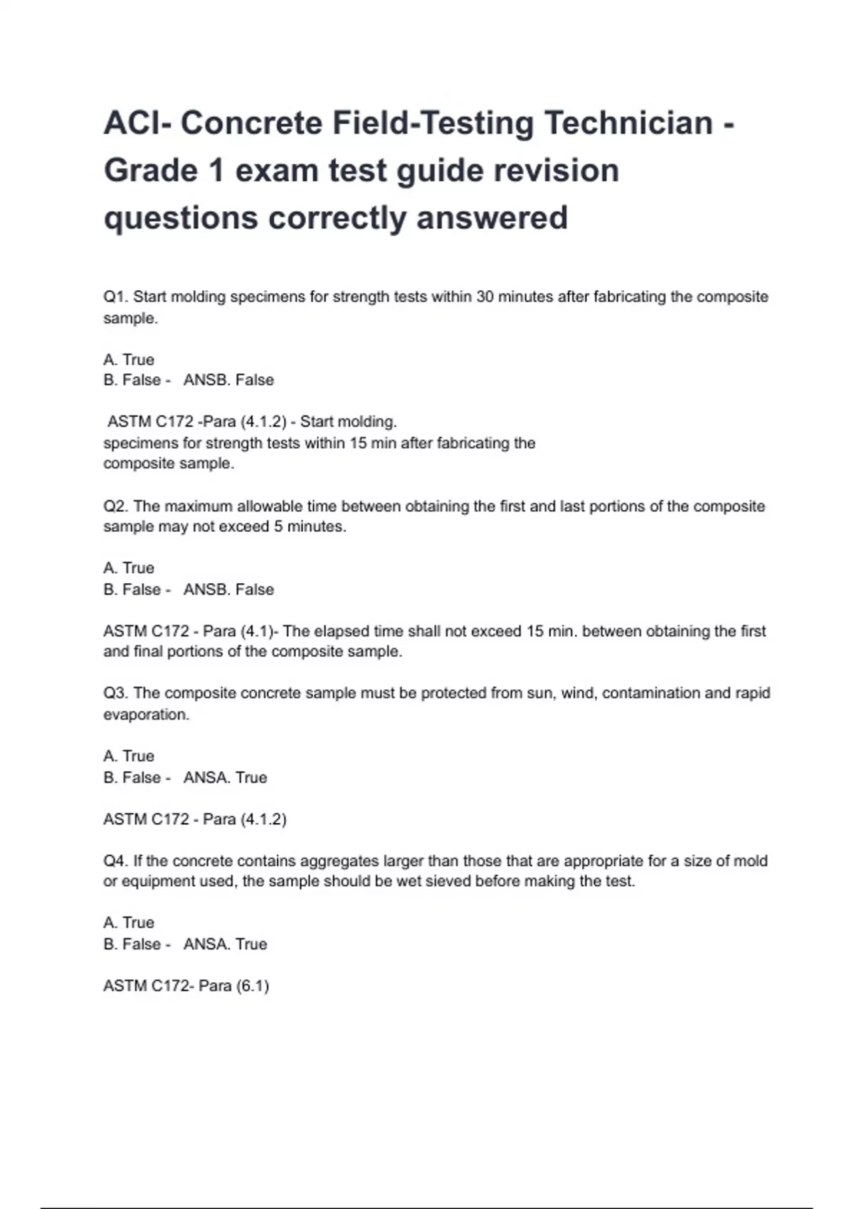 ACI- Concrete Field-Testing Technician - Grade 1 exam test guide ...