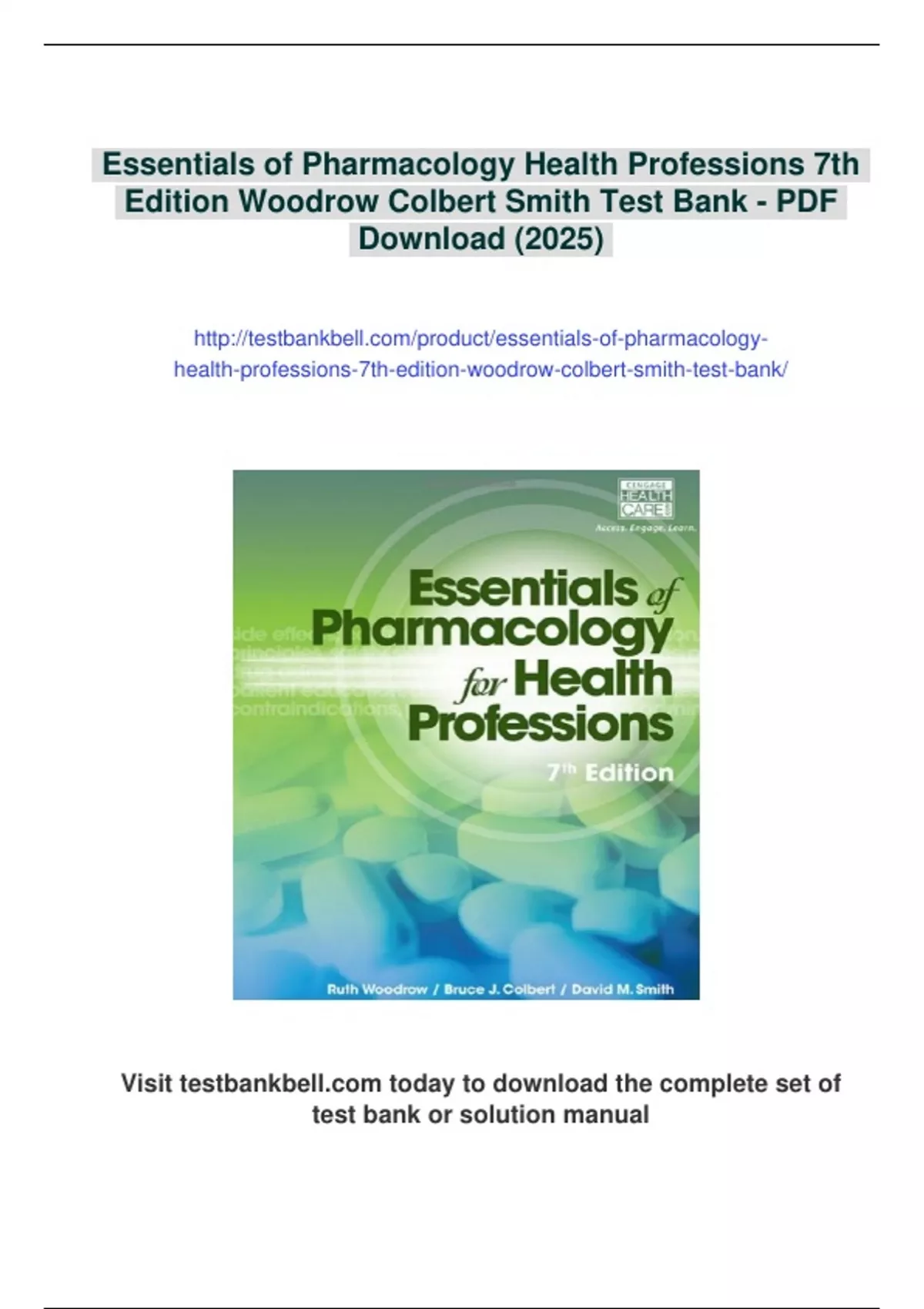 Summary Essentials of Pharmacology Health Professions 7th Edition ...