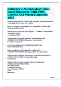 Pathogenic Microbiology Final Exam Questions With 100&percnt; Correct And Verified Answers 2025