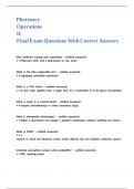 Pharmacy Operations II Final Exam Questions With Correct Answers&period;