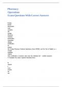 Pharmacy Operations Exam Questions With Correct Answers 