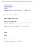 PHARMACY OPERATIONS TEST QUESTIONS WITH CORRECT ANSWERS