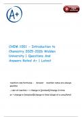 CHEM 1001 - Introduction to Chemistry 2025-2026 Walden University &vert; Questions And Answers Rated A&plus; &vert; Latest  