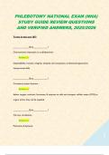 PHLEBOTOMY NATIONAL EXAM &lpar;NHA&rpar; STUDY GUIDE REVIEW QUESTIONS AND VERIFIED ANSWERS&comma; 2025&sol;2026  