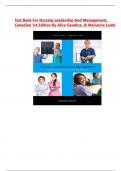 Test Bank For Nursing Leadership and Management&comma; Canadian 1st Edition By Alice Gaudine&comma; & Marianne Lamb All Chapters 1-14 With Latest Edition