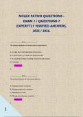 NCLEX PATHO QUESTIONS - EXAM 1 &sol; QUESTIONS 7 EXPERYTLY VERIFIED ANSWERS&comma; 2025 &sol; 2026&period; 