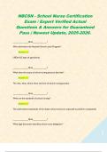NBCSN - School Nurse Certification Exam &sol; Expert Verified Actual Questions & Answers for Guaranteed Pass &vert; Newest Update&comma; 2025-2026&period; 