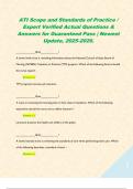 ATI Scope and Standards of Practice &sol; Expert Verified Actual Questions & Answers for Guaranteed Pass &vert; Newest Update&comma; 2025-2026&period; 