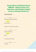 School Nurse Certification Exam (NBCSN - official) Actual Test Questions with Detailed Verified Answers (Already Graded A+)  