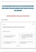 AO ADVANCEMENT EXAM WITH STUDY GUIDE 400 QUESTIONS AND CORRECT DETAILED ANSWERS LATEST UPDATE THIS YEAR - JUST RELEASED