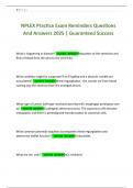 NPLEX Practice Exam Reminders Questions And Answers 2025 &vert; Guaranteed Success