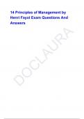 14 Principles of Management by Henri Fayol Exam Questions And Answers