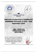 ENG1504 Assignment 2 (COMPLETE ANSWERS) Semester 2 2025 - DUE September 2025;100% trusted ,comprehensive and complete reliable solution with clear explanation