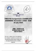 TMS3708 Assignment 4 &lpar;COMPLETE ANSWERS&rpar; Semester 1 2025 - DUE 28 july  2025&semi;100&percnt; trusted &comma;comprehensive and complete reliable solution with clear explanation