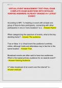 VIRTUAL EVENT MANAGEMENT TEST FINAL EXAM  COMPLETE EXAM QUESTIONS WITH DETAILED  VERIFIED ANSWERS &sol;ALREADY GRADED A&plus;&sol; LATEST  EXAM&excl;&excl;&excl;