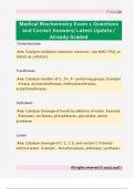 Medical Biochemistry Exam 1 Questions  and Correct Answers&sol; Latest Update &sol;  Already Graded 