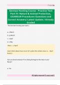 German Hunting Course - Practice Test  Part IV&colon; Nature & Animal Protection&comma;  USAREUR Procedures Questions and  Correct Answers&sol; Latest Update &sol; Already  Graded
