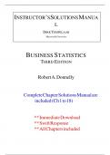 &ast;Instructor&rsquo;s Solutions Manual for Business Statistics&comma; 3rd Edition by Robert A&period; Donnelly &ndash; Complete Chapter Solutions &lpar;Ch 1-18&rpar;