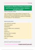 Emergency Medical Dispatch &lpar;EMD&rpar;  Questions and Correct Answers&sol; Latest  Update &sol; Already Graded