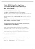 State of Michigan Nursing Home Administrator Exam Questions With Correct Answers 