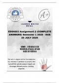 EDS4803  Assignment 2 &lpar;COMPLETE ANSWERS&rpar; Semester 1 2025 - DUE 25 JULY 2025&semi;100&percnt; trusted &comma;comprehensive and complete reliable solution with clear explanation