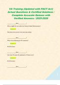 VA Training &lpar;Updated with PACT Act&rpar; Actual Questions & Certified Solutions &sol; Complete Accurate Quizzes with Verified Answers &sol; 2025-2026 