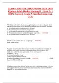 Exam 4&colon; NSG 430&sol; NSG430 &lpar;New 2024&sol; 2025 Update&rpar; Adult Health Nursing II &vert; Qs & As &vert; 100&percnt; Correct&vert; Grade A &lpar;Verified Answers&rpar;- GCU