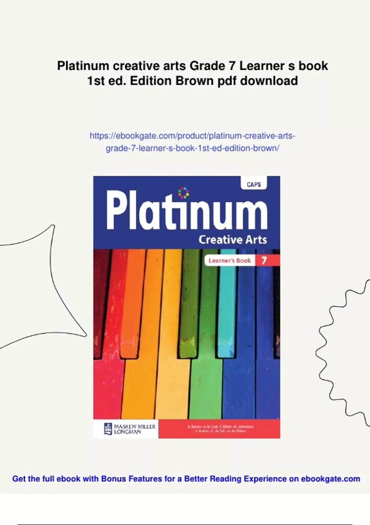 Summary Platinum creative arts Grade 7 Learner s book 1st ed. Edition ...
