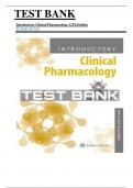 Test Bank For Introductory Clinical Pharmacology 12th Edition by Susan Ford Chapters 1-54Latest Edition |100% Veriﬁed Answers