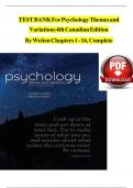 TEST BANK For Psychology Themes and Variations&comma; 4th Canadian Edition By Weiten&comma; Verified Chapters 1 - 16&comma; Complete Newest Version