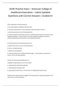 ACHE Practice Exam &ndash; American College of Healthcare Executives &ndash; Latest Updated Questions with Correct Answers &vert; Graded A&plus;