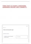 TAMU STAT 211 EXAM 1 QUESTIONS &ANSWERS SOLVED 100&percnt; CORRECT&excl;&excl;