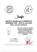 EDS3701 Assignment 2 &lpar;COMPLETE ANSWERS&rpar; 2025 - DUE 25 July 2025&semi; 100&percnt; correct solutions and explanations&period; 