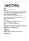 APEA WOMENS HEALTH EXAM QUESTIONS AND ANSWERS RATED 2025