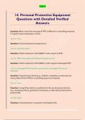 14&period; Personal Protective Equipment  Questions with Detailed Verified  Answers