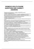 WOMEN'S HEALTH PHARM QUESTIONS AND CORRECT ANSWERS