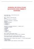 NURSING 201 FINAL EXAM QUESTIONS AND CORRECT ANSWERS