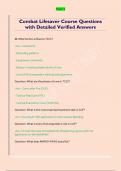 Combat Lifesaver Course Questions  with Detailed Verified Answers