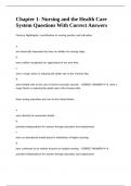 Chapter 1- Nursing and the Health Care System Questions With Correct Answers&period;