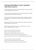 Nursing and healthcare exam 1 questions with correct answers