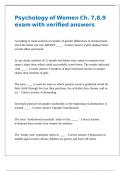 Psychology of Women Ch&period; 7&comma;8&comma;9 exam with verified answers 