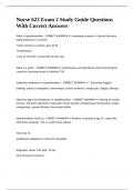 Nurse 623 Exam 2 Study Guide Questions With Correct Answers