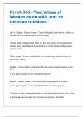 Psych 345- Psychology of Women exam with precise detailed solutions 